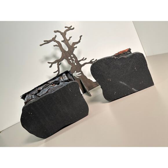 Creepy Halloween Houses + Haunted Tree Cutout - Handcrafted VTG Fall Party Decor - Picture 3 of 7